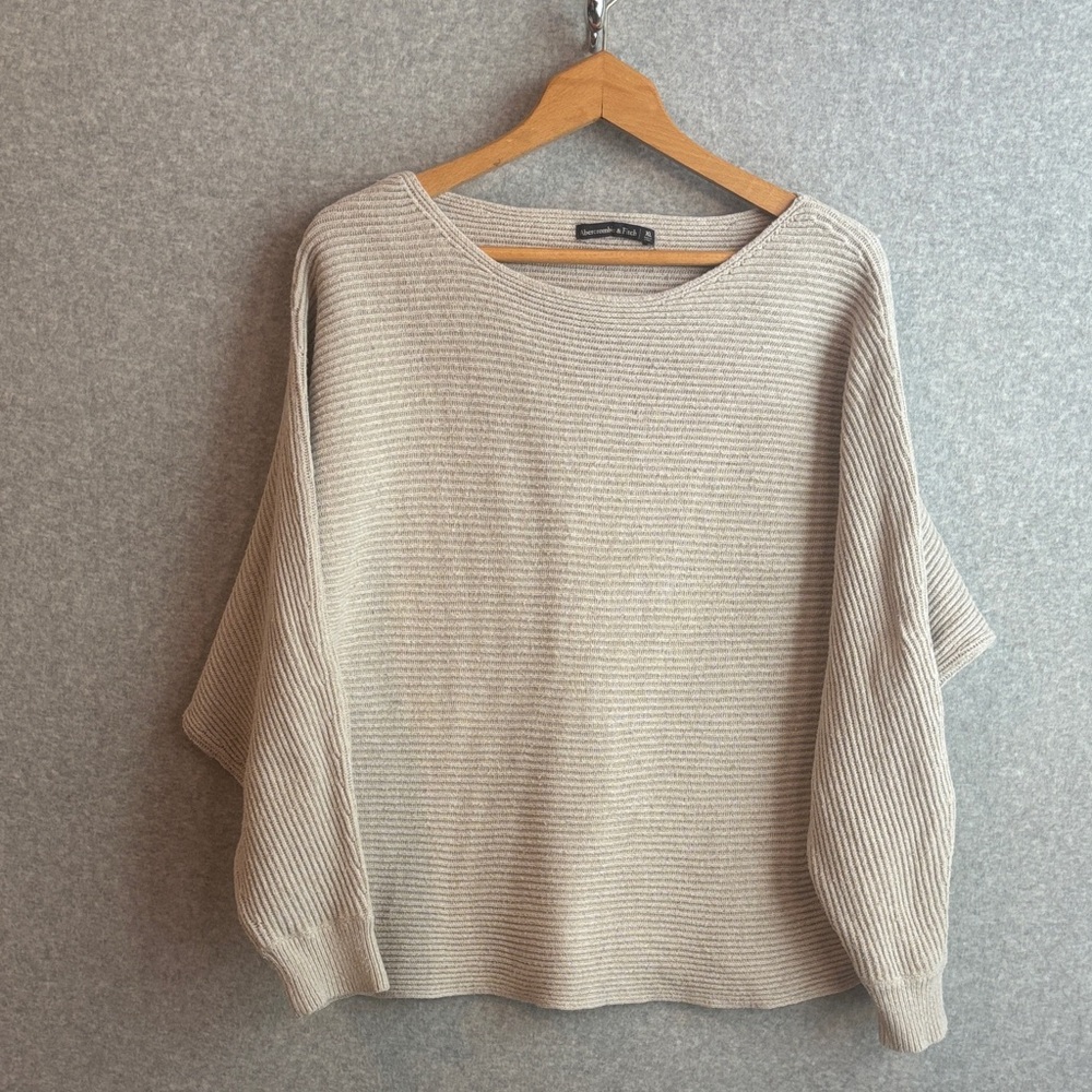 Abercrombie & Fitch Dolman Sleeve Boat Neck Ribbed Knit Sweater size XL
